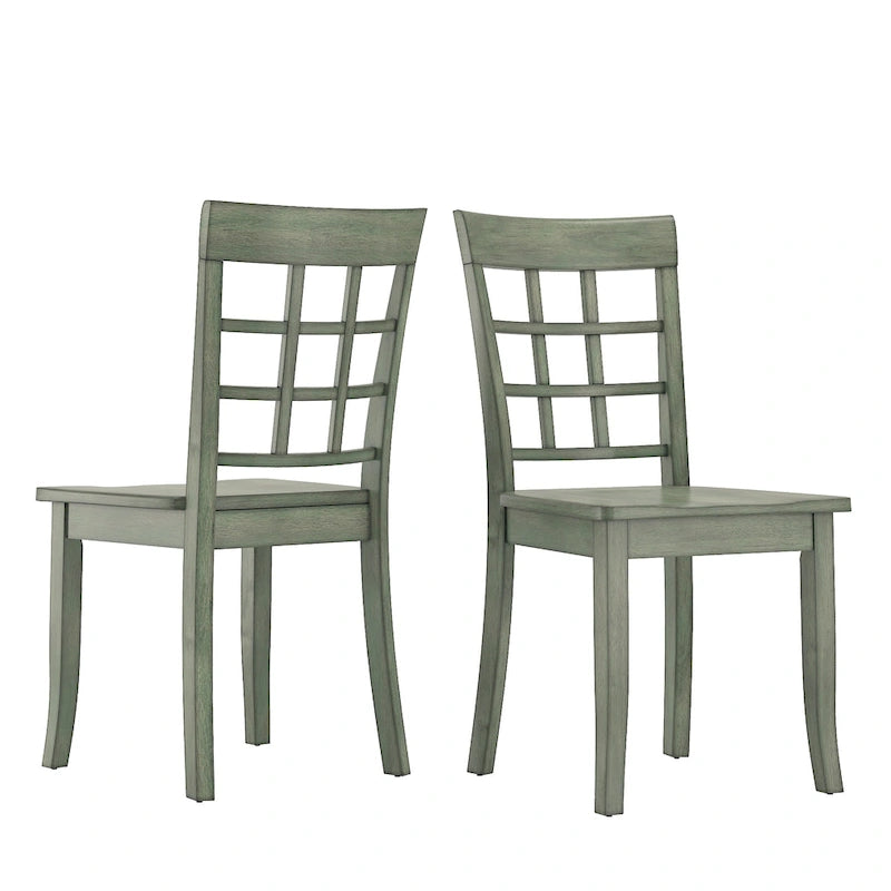 Set da pranzo 5 pezzi verde salvia antico – Sedie con schienale a finestra / a doghe / Mission / a pioli