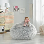 Poltrona Sacco in Ecopelliccia Shaggy, Posto Singolo – Grigio Argento / Rosa Beige / Lavanda / Bianco
