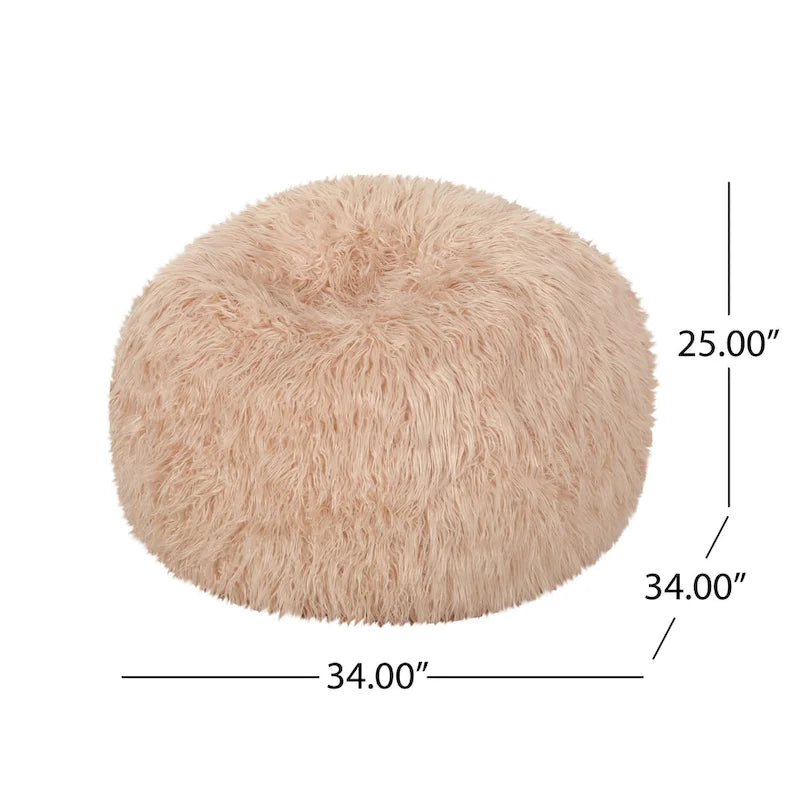 Poltrona Sacco in Ecopelliccia Shaggy, Posto Singolo – Grigio Argento / Rosa Beige / Lavanda / Bianco