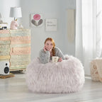 Poltrona Sacco in Ecopelliccia Shaggy, Posto Singolo – Grigio Argento / Rosa Beige / Lavanda / Bianco
