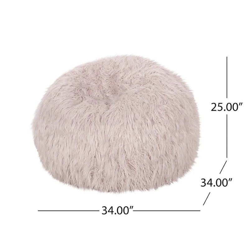 Poltrona Sacco in Ecopelliccia Shaggy, Posto Singolo – Grigio Argento / Rosa Beige / Lavanda / Bianco