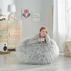 Poltrona Sacco in Ecopelliccia Shaggy, Posto Singolo – Grigio Argento / Rosa Beige / Lavanda / Bianco