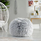 Poltrona Sacco in Ecopelliccia Shaggy, Posto Singolo – Grigio Argento / Rosa Beige / Lavanda / Bianco
