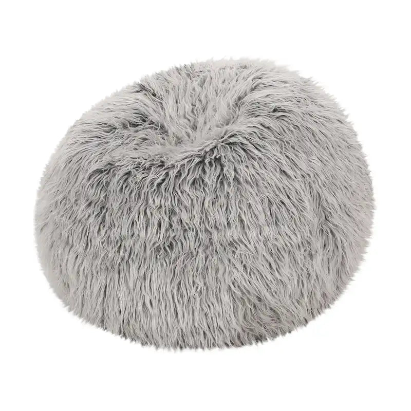 Poltrona Sacco in Ecopelliccia Shaggy, Posto Singolo – Grigio Argento / Rosa Beige / Lavanda / Bianco