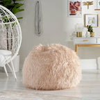Poltrona Sacco in Ecopelliccia Shaggy, Posto Singolo – Grigio Argento / Rosa Beige / Lavanda / Bianco