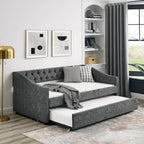 Divano Letto in Tessuto Trapuntato Beige/Grigio con Letto Estraibile – Matrimoniale/Una Piazza e Mezza, Posti a Sedere e Letto per 2 Persone