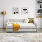 Divano Letto in Tessuto Trapuntato Beige/Grigio con Letto Estraibile – Matrimoniale/Una Piazza e Mezza, Posti a Sedere e Letto per 2 Persone