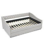 Divano Letto in Tessuto Trapuntato Beige/Grigio con Letto Estraibile – Matrimoniale/Una Piazza e Mezza, Posti a Sedere e Letto per 2 Persone