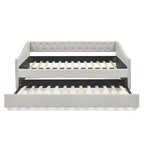 Divano Letto in Tessuto Trapuntato Beige/Grigio con Letto Estraibile – Matrimoniale/Una Piazza e Mezza, Posti a Sedere e Letto per 2 Persone