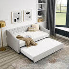 Divano Letto in Tessuto Trapuntato Beige/Grigio con Letto Estraibile – Matrimoniale/Una Piazza e Mezza, Posti a Sedere e Letto per 2 Persone