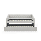 Divano Letto in Tessuto Trapuntato Beige/Grigio con Letto Estraibile – Matrimoniale/Una Piazza e Mezza, Posti a Sedere e Letto per 2 Persone