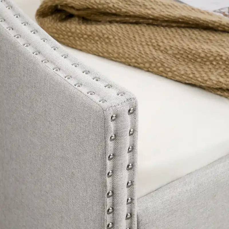 Divano Letto in Tessuto Trapuntato Beige/Grigio con Letto Estraibile – Matrimoniale/Una Piazza e Mezza, Posti a Sedere e Letto per 2 Persone
