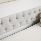 Divano Letto in Tessuto Trapuntato Beige/Grigio con Letto Estraibile – Matrimoniale/Una Piazza e Mezza, Posti a Sedere e Letto per 2 Persone