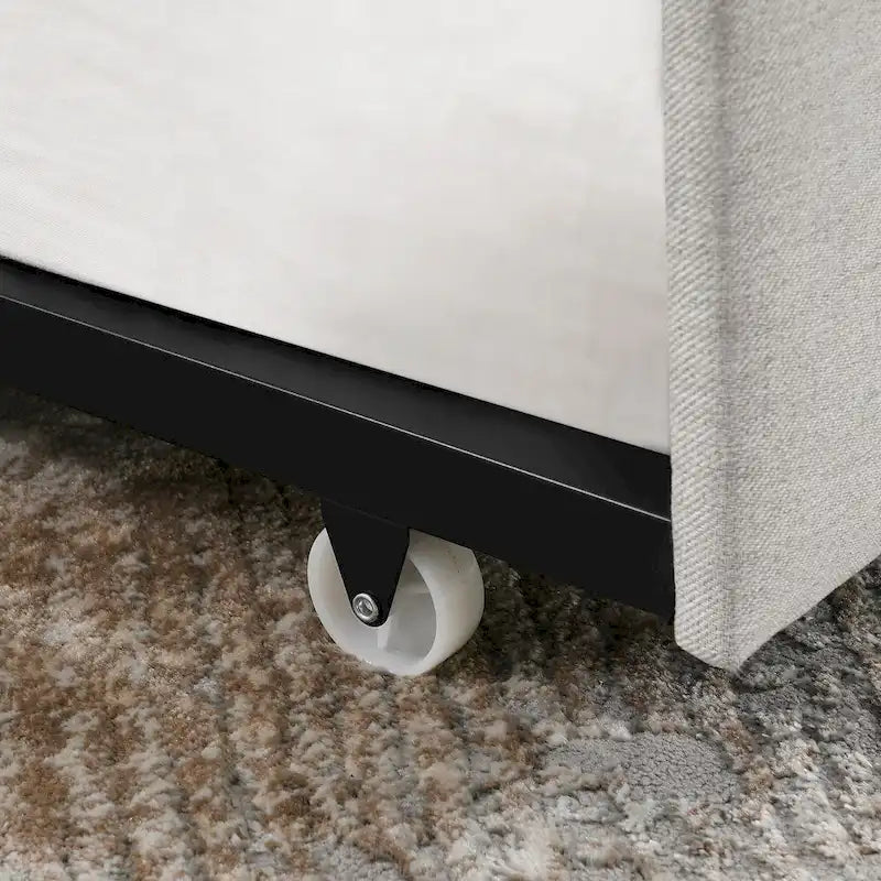 Divano Letto in Tessuto Trapuntato Beige/Grigio con Letto Estraibile – Matrimoniale/Una Piazza e Mezza, Posti a Sedere e Letto per 2 Persone