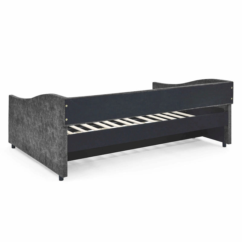 Divano Letto in Tessuto Trapuntato Beige/Grigio con Letto Estraibile – Matrimoniale/Una Piazza e Mezza, Posti a Sedere e Letto per 2 Persone
