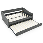 Divano Letto in Tessuto Trapuntato Beige/Grigio con Letto Estraibile – Matrimoniale/Una Piazza e Mezza, Posti a Sedere e Letto per 2 Persone