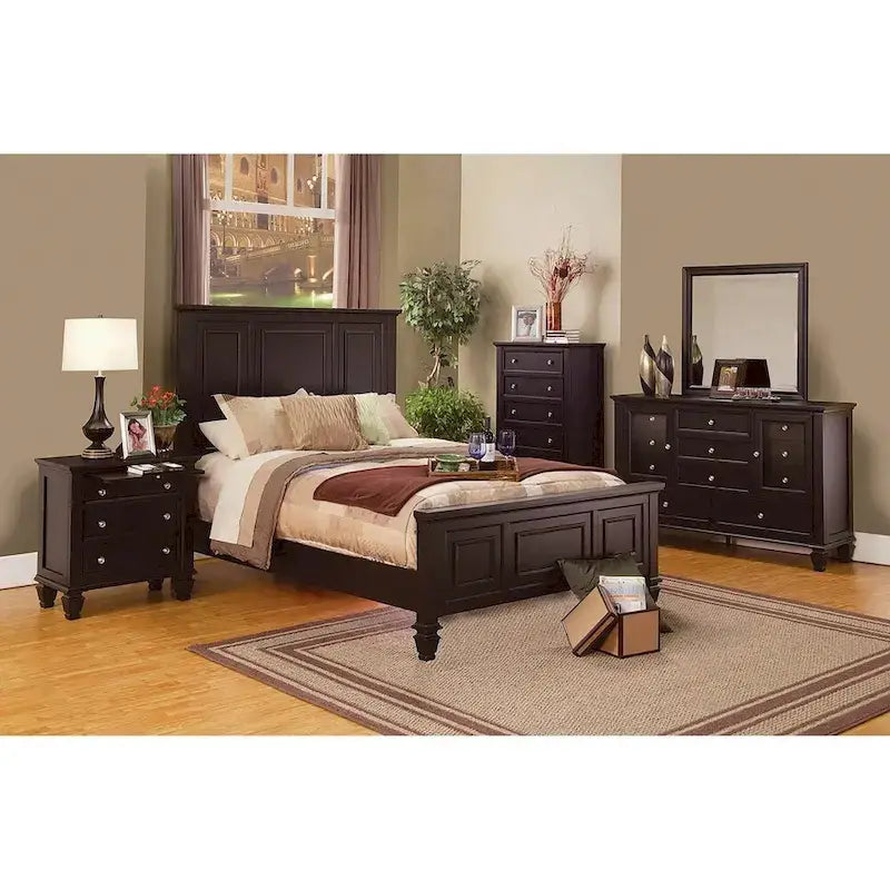 Set camera da letto 3 pezzi con pannelli Cappuccino / Bianco / Nero – Queen / Eastern King / California King