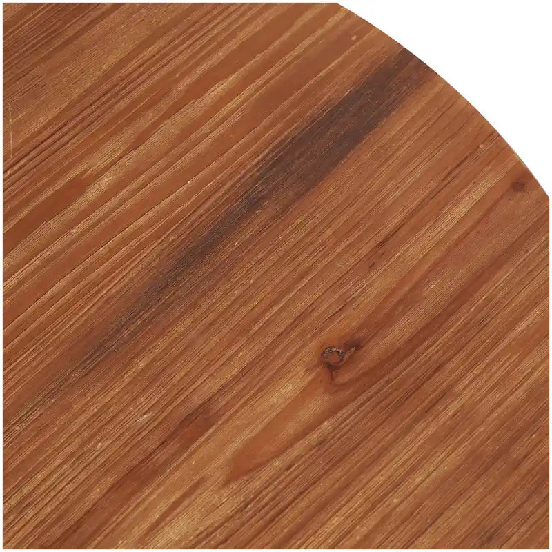 Tavolino da Caffè Rotondo Marrone, Piano in Legno e Base a X in Metallo Nero, Stile Industriale