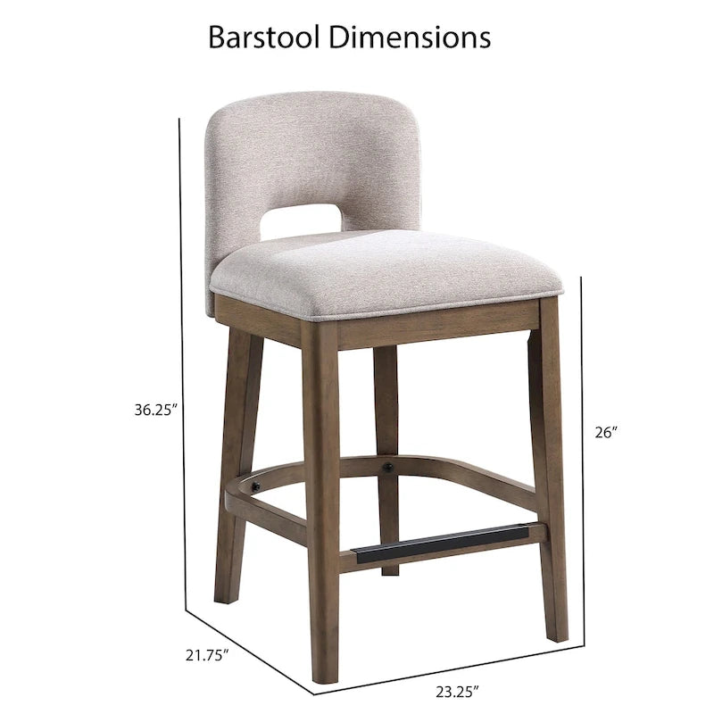 Sgabello da bancone singolo color tortora chiaro di metà secolo