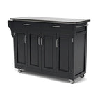 Carrello da cucina mobile nero con top in acciaio inossidabile, singolo