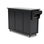 Carrello da cucina mobile nero con top in acciaio inossidabile, singolo