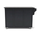 Carrello da cucina mobile nero con top in acciaio inossidabile, singolo