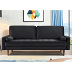 Divanetto/poltrona a due posti in velluto trapuntato verde-azzurro/arancione/verde oliva/nero, stile metà secolo