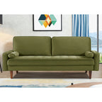 Divanetto/poltrona a due posti in velluto trapuntato verde-azzurro/arancione/verde oliva/nero, stile metà secolo