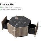 Tavolino esagonale grigio con cassetti, 2 dimensioni