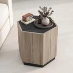 Tavolino esagonale grigio con cassetti, 2 dimensioni