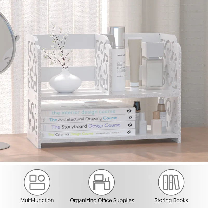 Organizzatore da scrivania in legno retrò a 2 pezzi bianco/bianco sporco