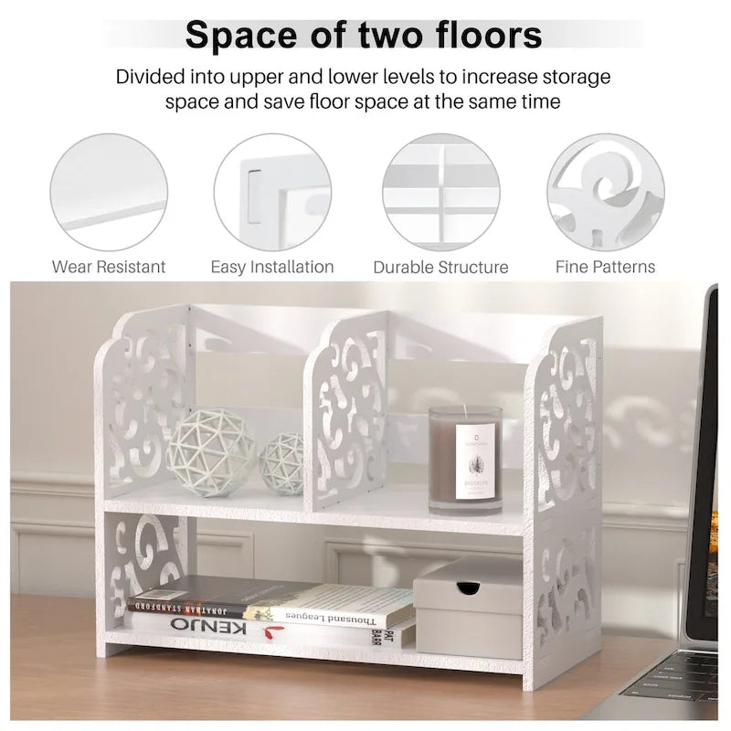Organizzatore da scrivania in legno retrò a 2 pezzi bianco/bianco sporco