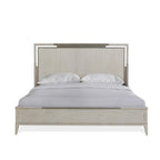 Letto Champagne con pannelli, struttura in legno massello e metallo, King/Queen