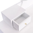 Set Toeletta Moderno Bianco con Specchio LED, 4 Cassetti e Sgabello, 1 Persona