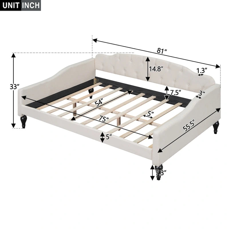 Divano letto singolo a doghe in legno beige, 2 posti