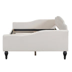 Divano letto singolo a doghe in legno beige, 2 posti