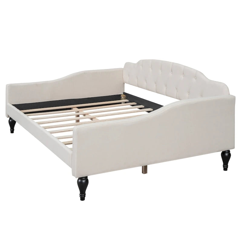 Divano letto singolo a doghe in legno beige, 2 posti