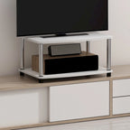 Mobile TV sopraelevato a 2 ripiani, senza attrezzi, Americano / Rovere Bianco / Pino Ambrato / Bianco, montaggio a 1 persona