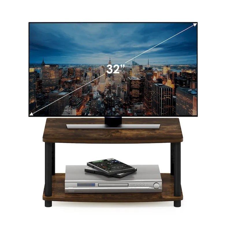 Mobile TV sopraelevato a 2 ripiani, senza attrezzi, Americano / Rovere Bianco / Pino Ambrato / Bianco, montaggio a 1 persona