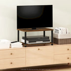 Mobile TV sopraelevato a 2 ripiani, senza attrezzi, Americano / Rovere Bianco / Pino Ambrato / Bianco, montaggio a 1 persona