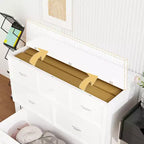 Famapy White Murphy Bed with Drawer  Pull-Out Bed Frame + Built-In Charging Station