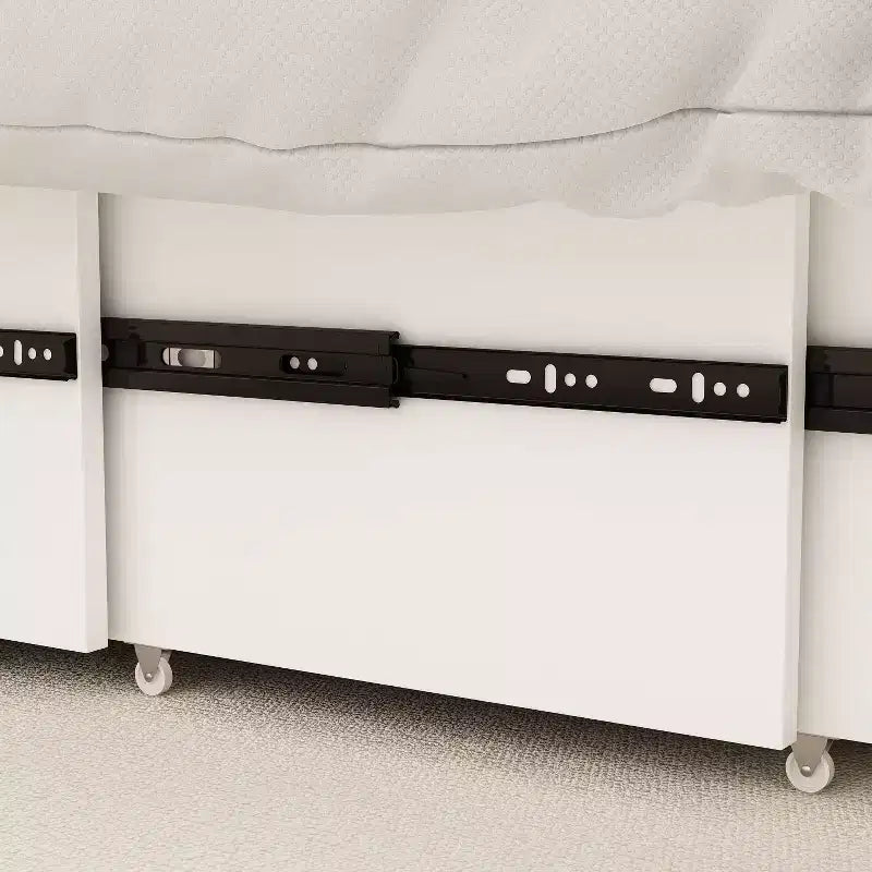 Famapy White Murphy Bed with Drawer  Pull-Out Bed Frame + Built-In Charging Station