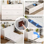 Famapy White Murphy Bed with Drawer  Pull-Out Bed Frame + Built-In Charging Station