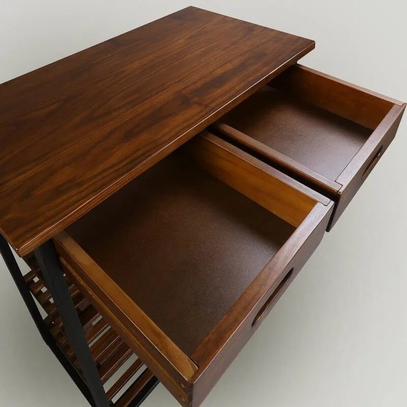 Carrello da Cucina/Servizio a 4 Ripiani in Legno Naturale con Portabottiglie e Cassetto – Montaggio 1 Persona