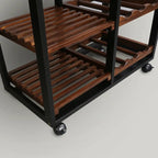 Carrello da Cucina/Servizio a 4 Ripiani in Legno Naturale con Portabottiglie e Cassetto – Montaggio 1 Persona