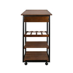 Carrello da Cucina/Servizio a 4 Ripiani in Legno Naturale con Portabottiglie e Cassetto – Montaggio 1 Persona