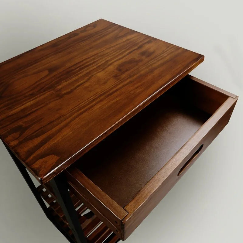 Carrello da Cucina/Servizio a 4 Ripiani in Legno Naturale con Portabottiglie e Cassetto – Montaggio 1 Persona