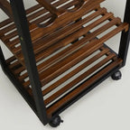 Carrello da Cucina/Servizio a 4 Ripiani in Legno Naturale con Portabottiglie e Cassetto – Montaggio 1 Persona