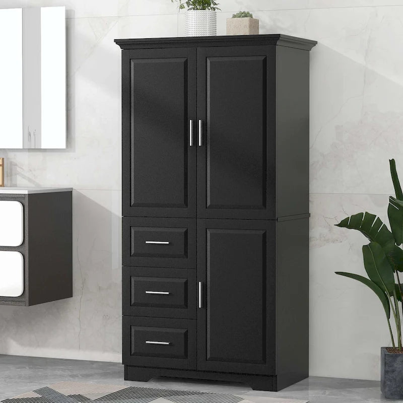 Armadio alto nero/bianco/grigio – 3 cassetti e 3 ante, Utente singolo