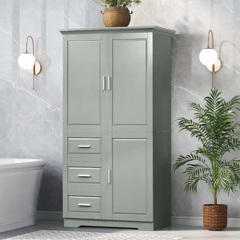 Armadio alto nero/bianco/grigio – 3 cassetti e 3 ante, Utente singolo